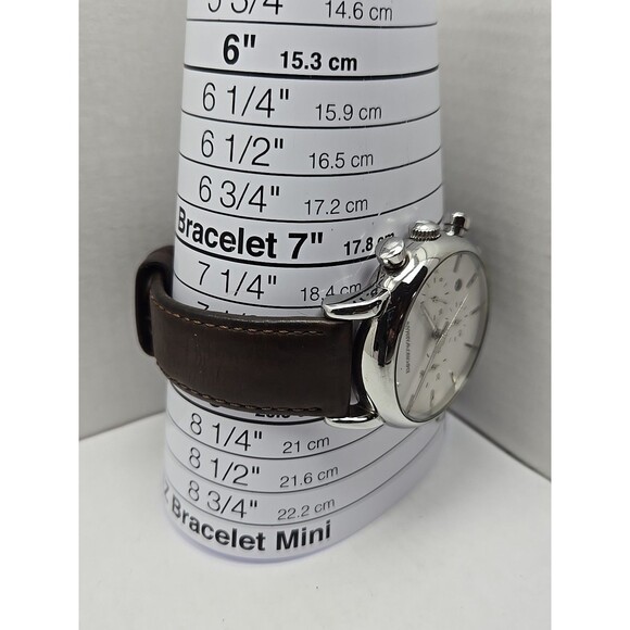 Emporio Armani Luigi AR1846 Chronograph White Dial Brown Leather New Battery - Picture 7 of 12